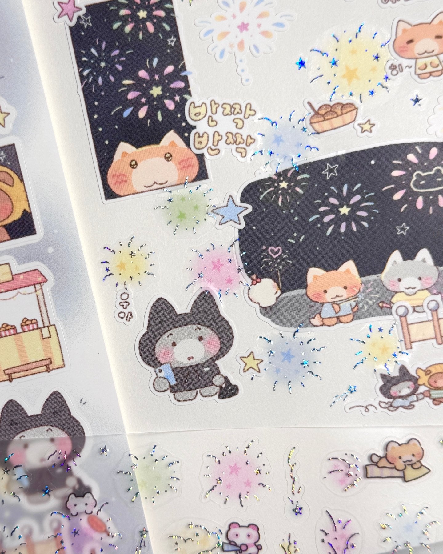 [MB35] NEW Maybean '3D Foil Kiss-Cut Masking Tape' (options) -Maybean_MB35S4 - Star Fireworks_korean_sticker_stationery