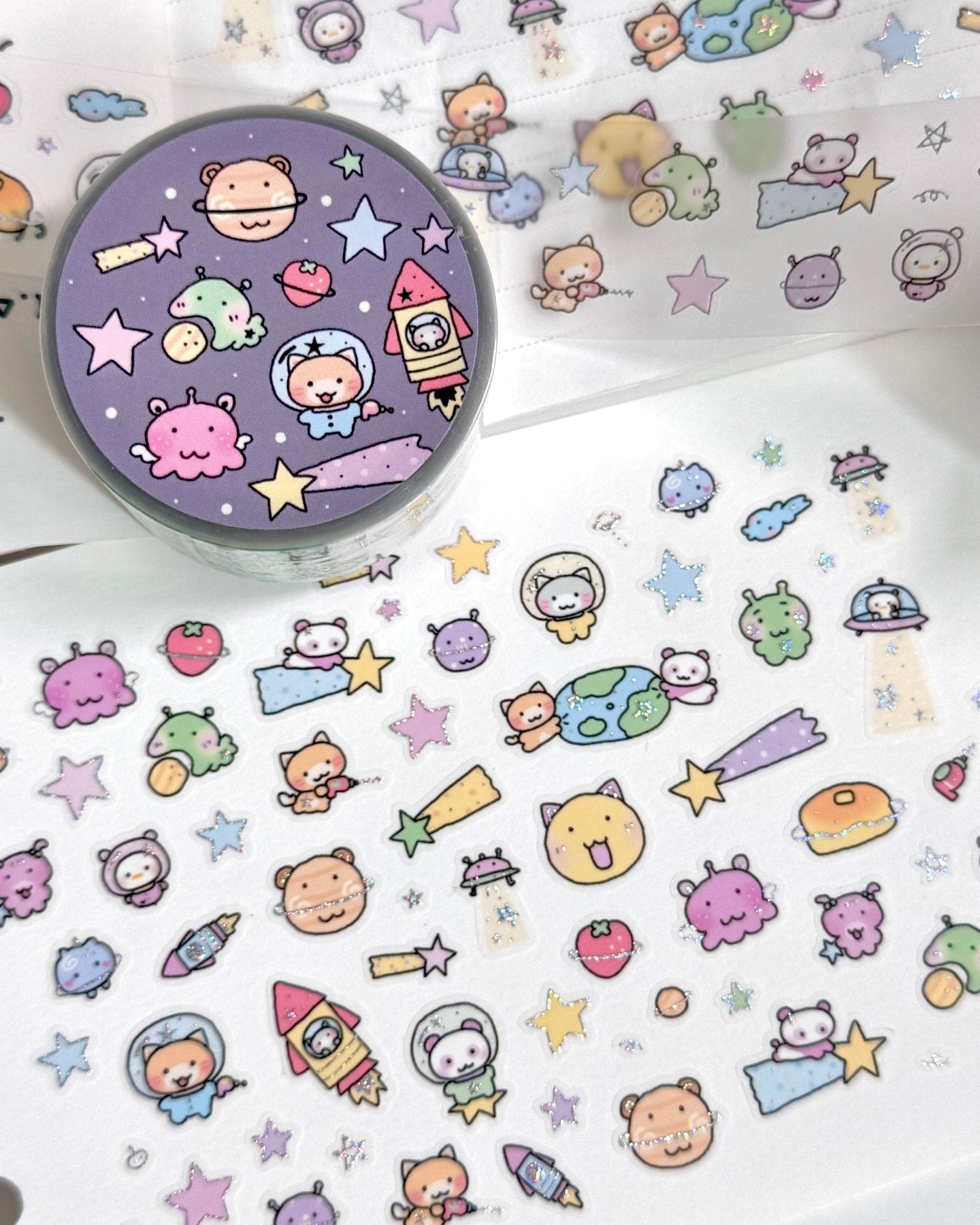 [MB36] NEW Maybean '3D Foil Kiss-Cut Masking Tape' (options) -Maybean_MB36S1 - Tiny Bears_korean_sticker_stationery