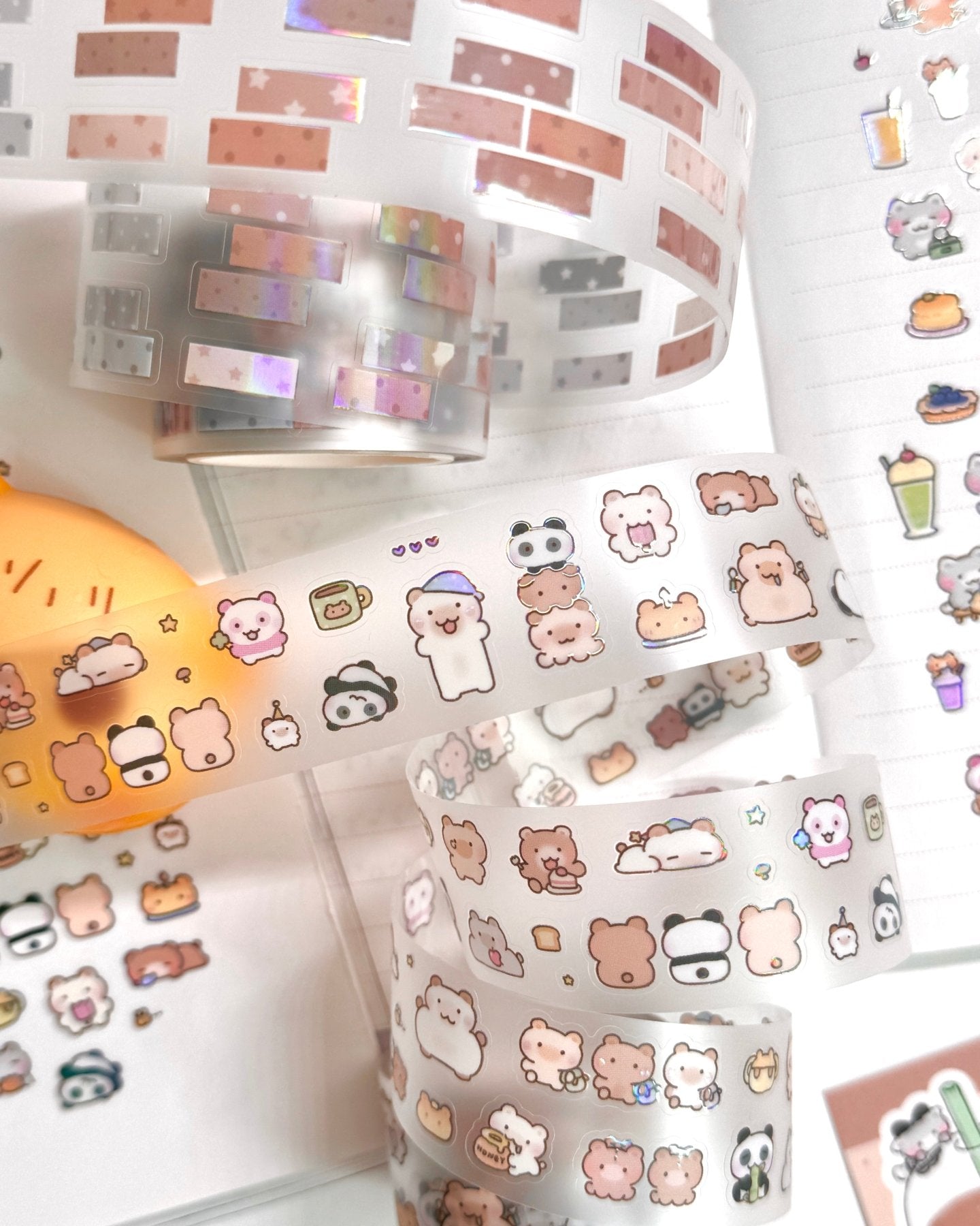 [MB36] NEW Maybean '3D Foil Kiss-Cut Masking Tape' (options) -Maybean_MB36S1 - Tiny Bears_korean_sticker_stationery