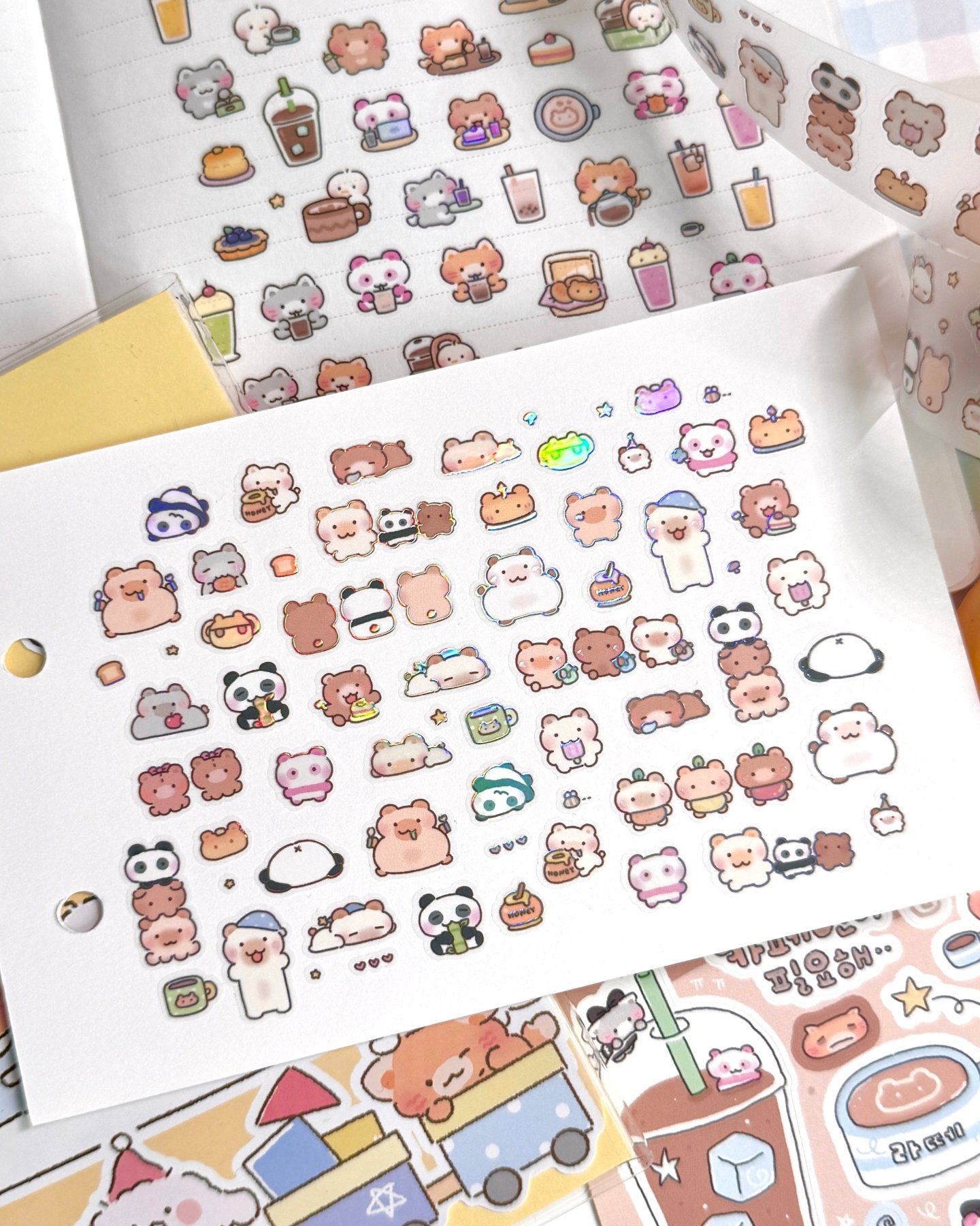 [MB36] NEW Maybean '3D Foil Kiss-Cut Masking Tape' (options) -Maybean_MB36S1 - Tiny Bears_korean_sticker_stationery