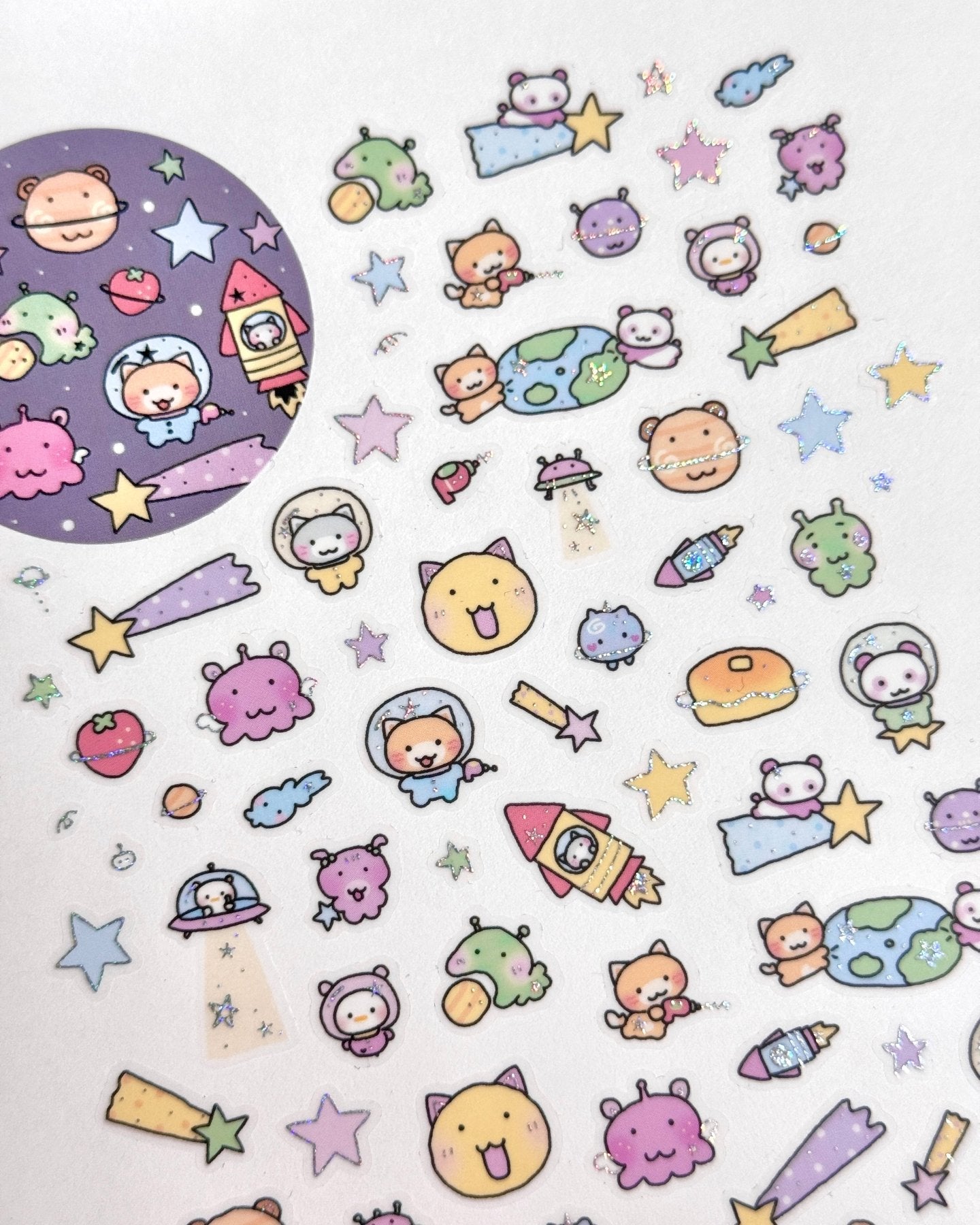 [MB36] NEW Maybean '3D Foil Kiss-Cut Masking Tape' (options) -Maybean_MB36S2 - Mini Space Friends_korean_sticker_stationery