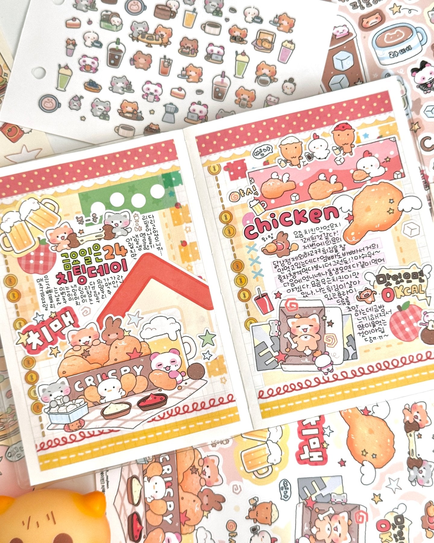 [MB39] NEW Maybean 'Yum Yum' Sticker Pack (Singles/Pack) -Maybean_MB39S3 - Chicken_korean_sticker_stationery