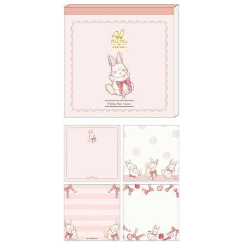 [MDS14] Takei Miki Mimi Rabbit Memo Pad (options) - MDS_MDS14S1 - Strawberry & Ribbon (Pink)_korean_sticker_stationery