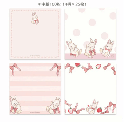 [MDS14] Takei Miki Mimi Rabbit Memo Pad (options) - MDS_MDS14S1 - Strawberry & Ribbon (Pink)_korean_sticker_stationery