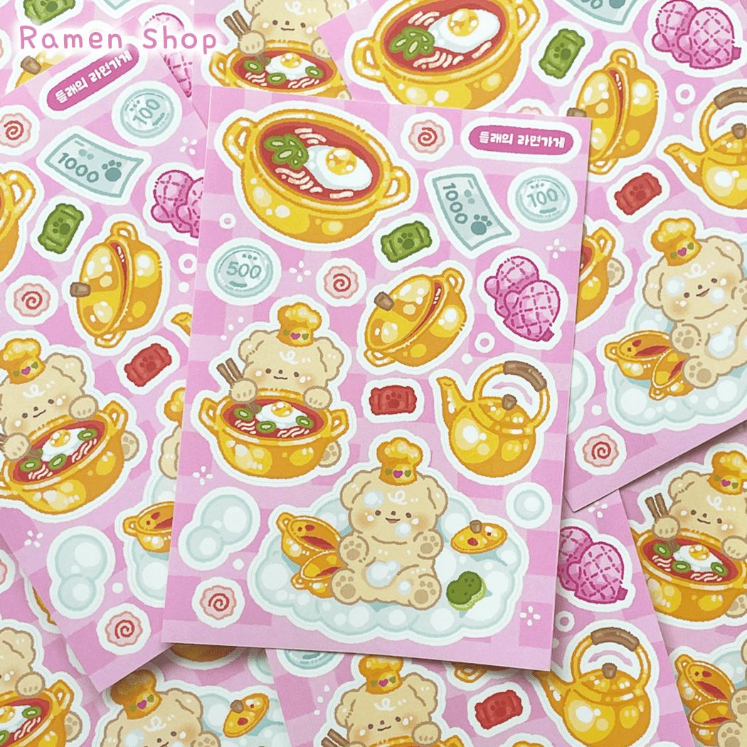 [Mindlelae Store] Challenge! Cooking Tycoon Sticker Pack (Single/Pack) - Mindlelae Store_Single - Ramen Shop_korean_sticker_stationery