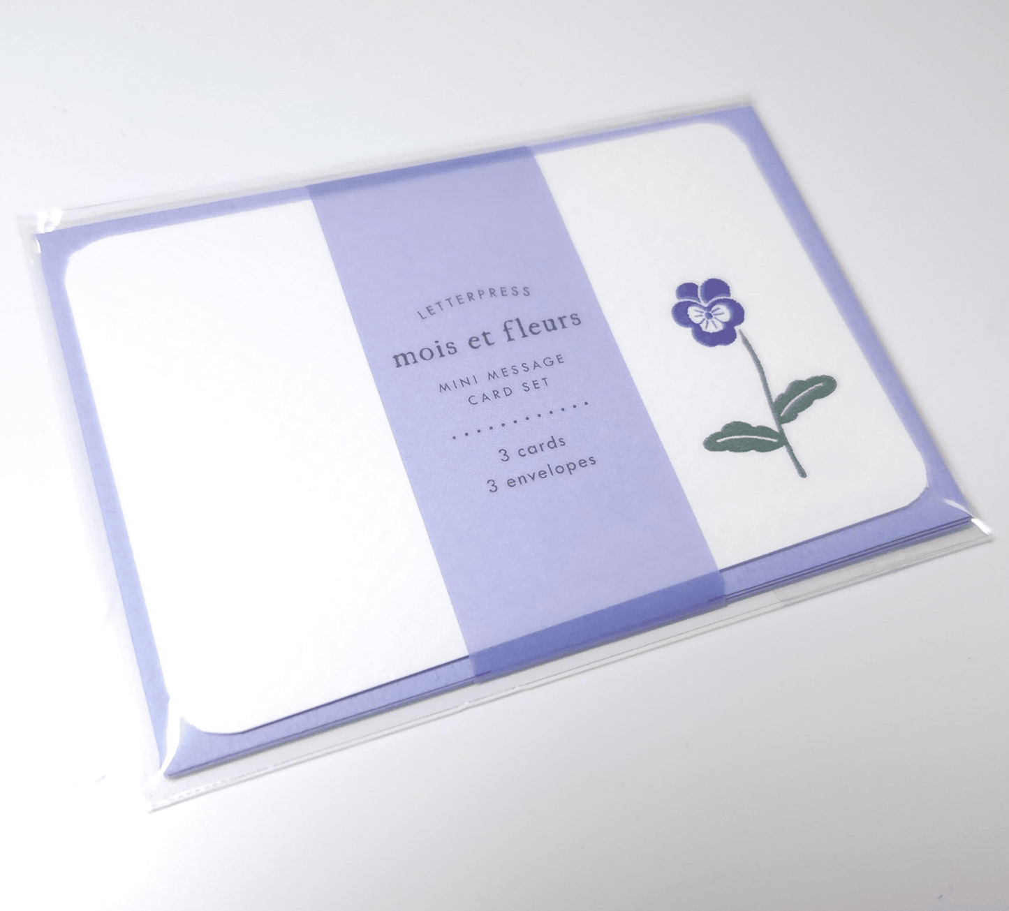 [MK07] Makota Mini Message Card Set - Purple Pansy - El commun__korean_sticker_stationery