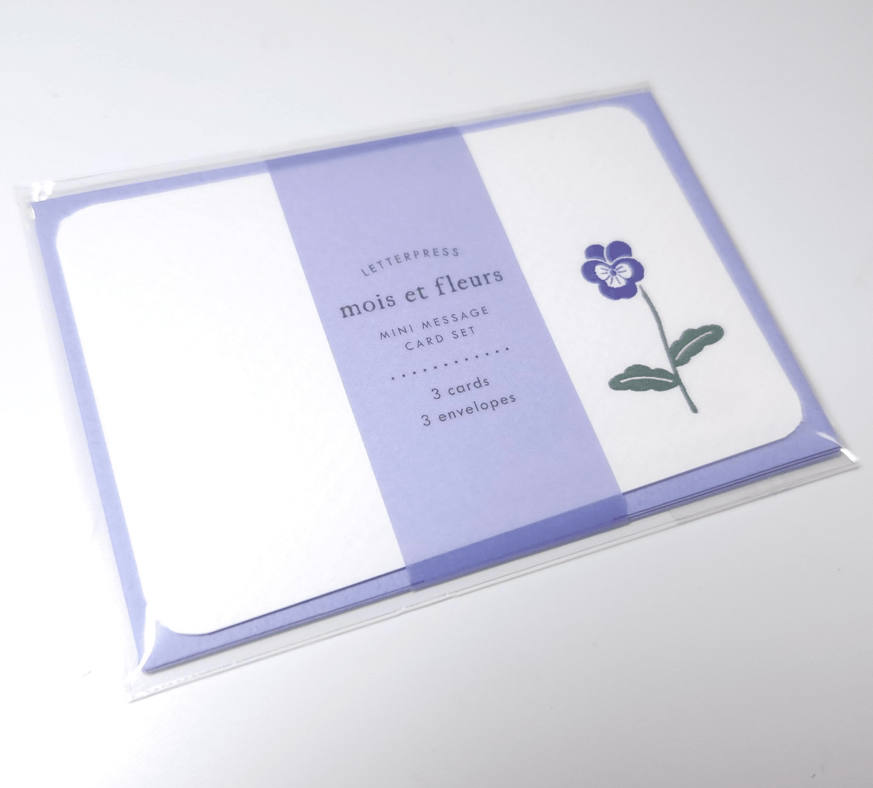 [MK07] Makota Mini Message Card Set - Purple Pansy - El commun__korean_sticker_stationery