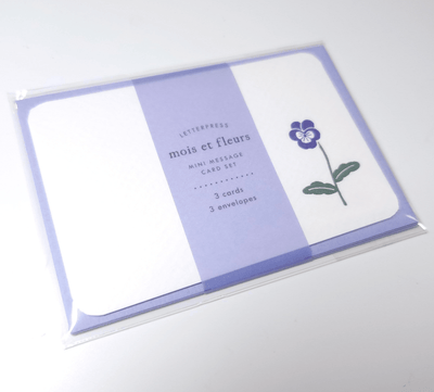 [MK07] Makota Mini Message Card Set - Purple Pansy - El commun__korean_sticker_stationery