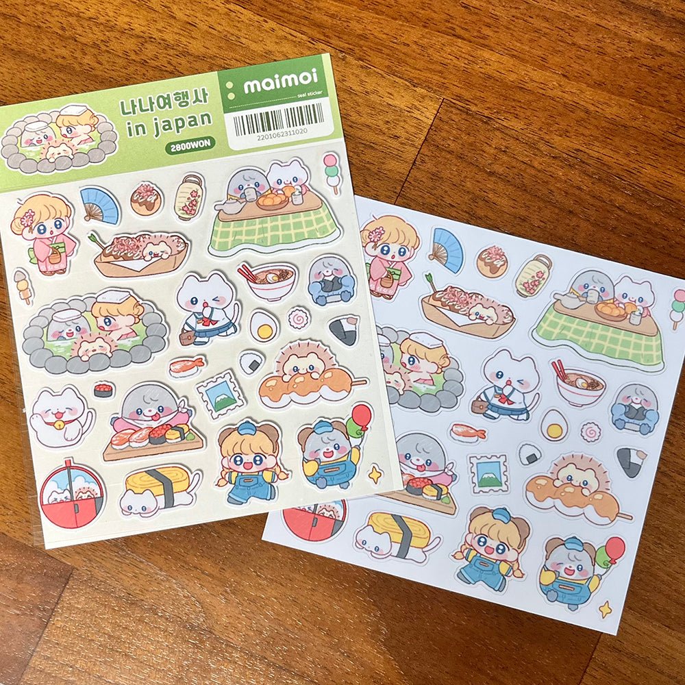 [MM02] Maimoi Nana Travelers in Japan Sticker Sheet - Maimoi__korean_sticker_stationery