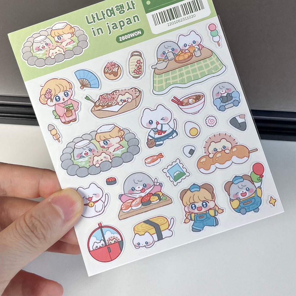 [MM02] Maimoi Nana Travelers in Japan Sticker Sheet - Maimoi__korean_sticker_stationery