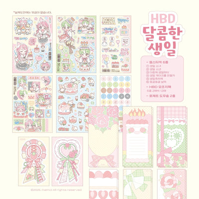 [MM105] NEW Maimoi 'HBD Sweet Birthday' Sticker Sheet Pack (Pack/Singles) - Maimoi_MM105 - Pack_korean_sticker_stationery