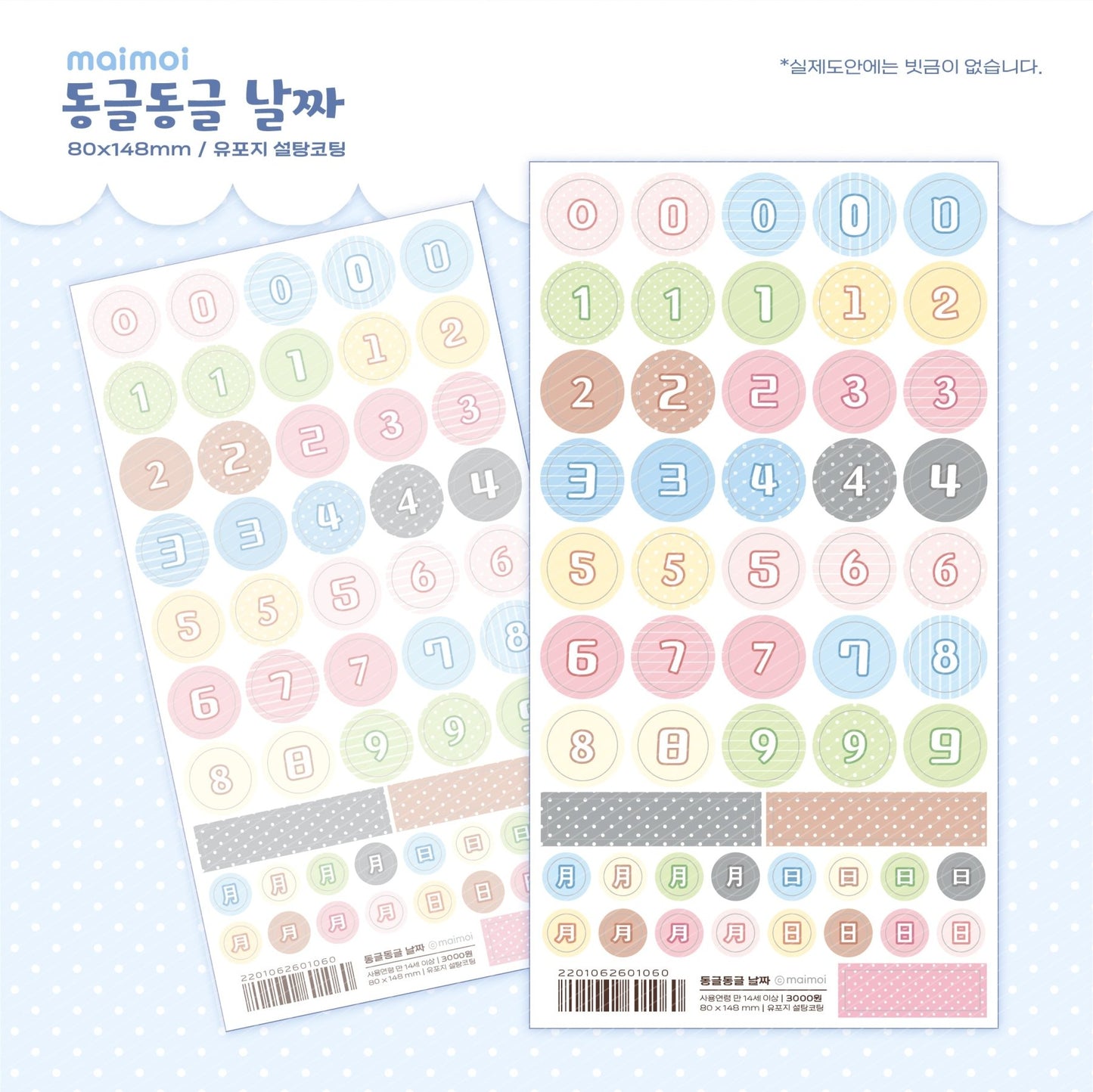[MM105] NEW Maimoi 'HBD Sweet Birthday' Sticker Sheet Pack (Pack/Singles) - Maimoi_MM105S6 - Circle Numbers_korean_sticker_stationery