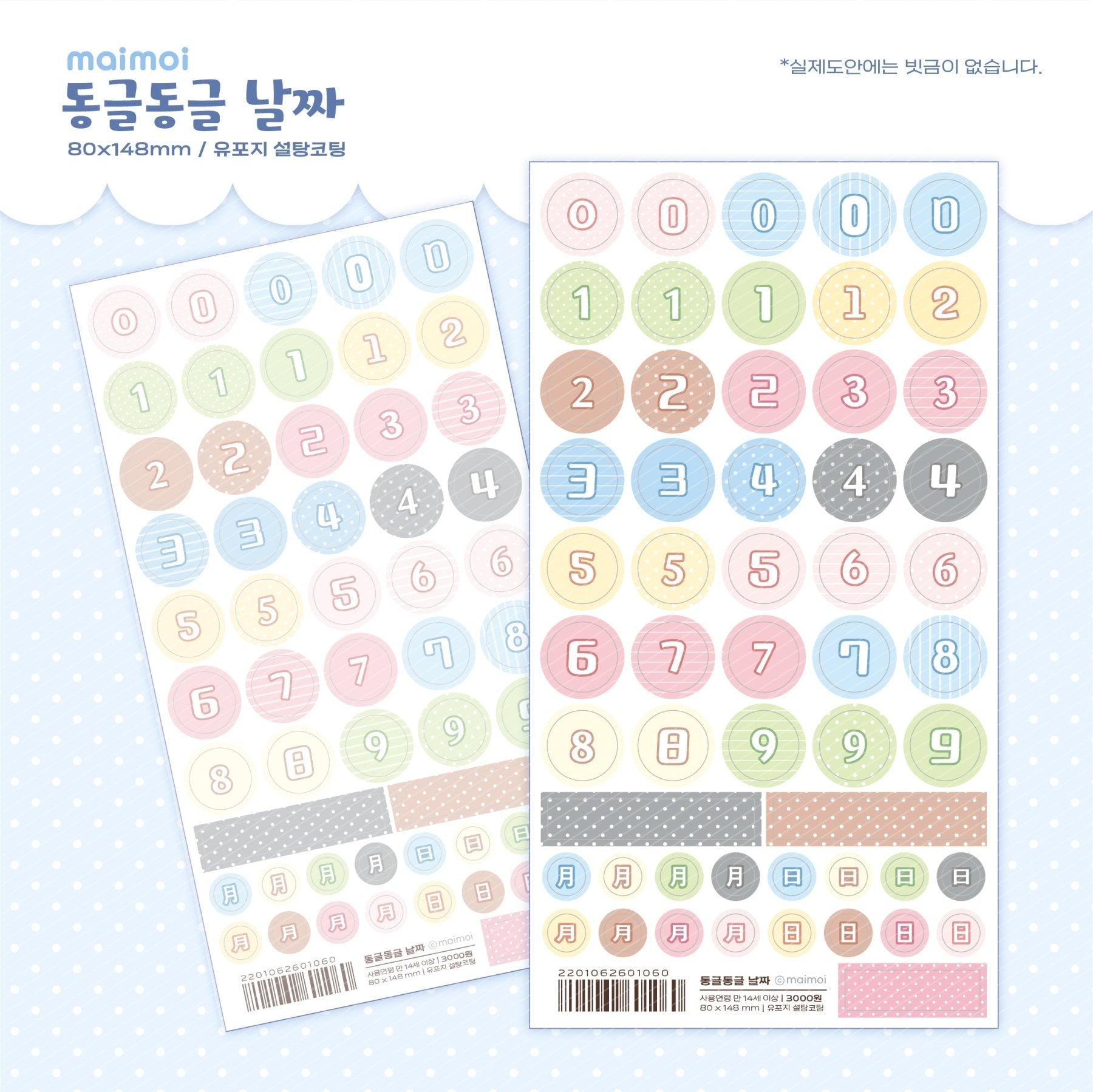 [MM105] NEW Maimoi 'HBD Sweet Birthday' Sticker Sheet Pack (Pack/Singles) - Maimoi_MM105S6 - Circle Numbers_korean_sticker_stationery