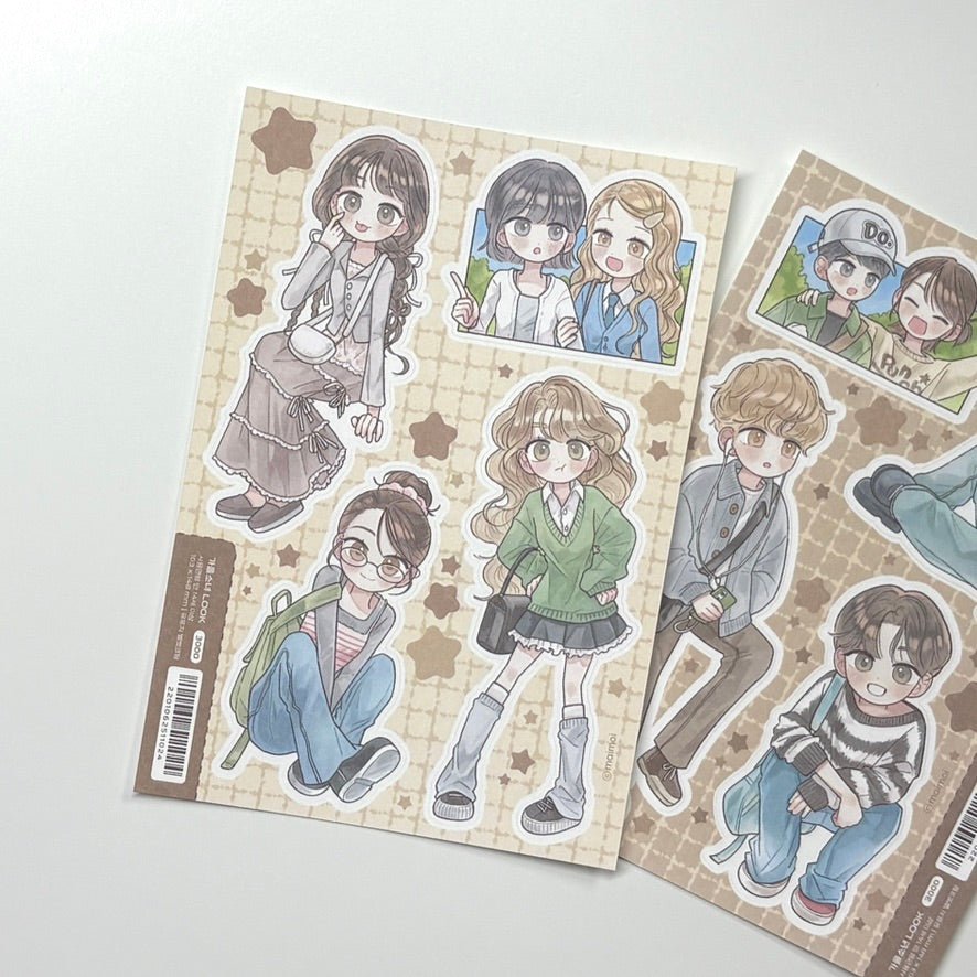 [MM112] NEW Maimoi 'Fall Boy/Girl' Sticker Sheet (options) - Maimoi_MM112S2 - Girl_korean_sticker_stationery