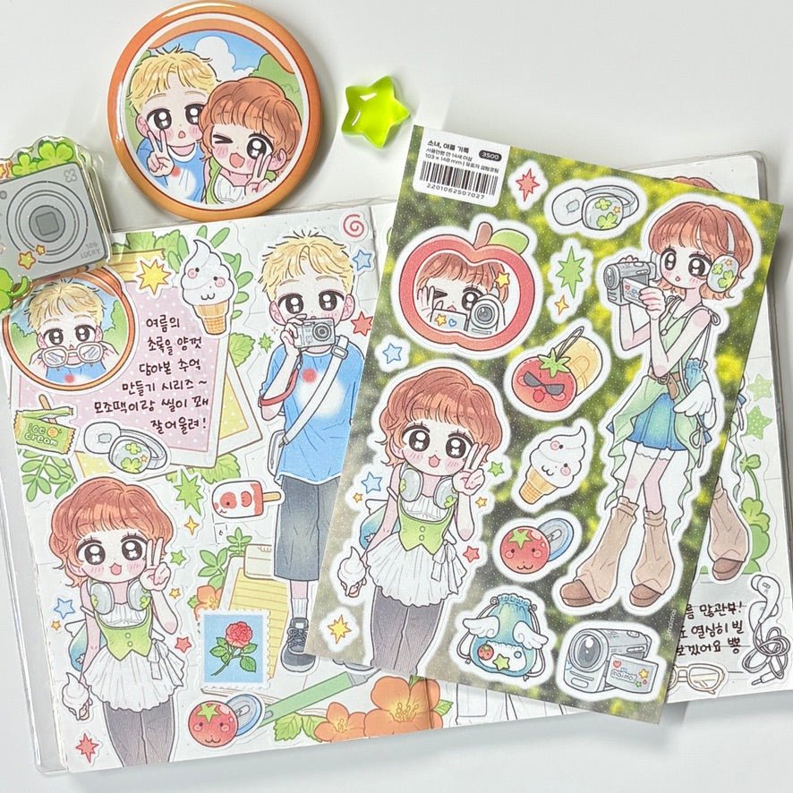 [MM115] NEW Maimoi 'Summer Records Boy/Girl' Sticker Sheet (options) - Maimoi_MM115S2 - Girl_korean_sticker_stationery