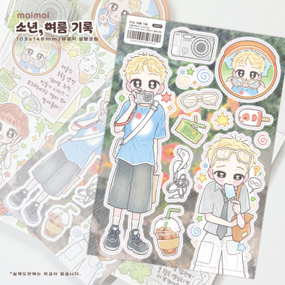 [MM115] NEW Maimoi 'Summer Records Boy/Girl' Sticker Sheet (options) - Maimoi_MM115S1 - Boy_korean_sticker_stationery