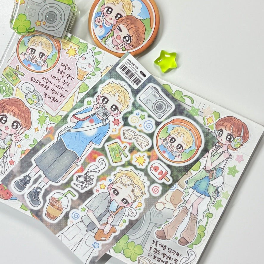 [MM115] NEW Maimoi 'Summer Records Boy/Girl' Sticker Sheet (options) - Maimoi_MM115S2 - Girl_korean_sticker_stationery