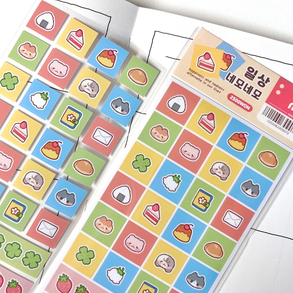 [MM42] Maimoi 'Daily Square Square' Sticker Sheet - Maimoi__korean_sticker_stationery