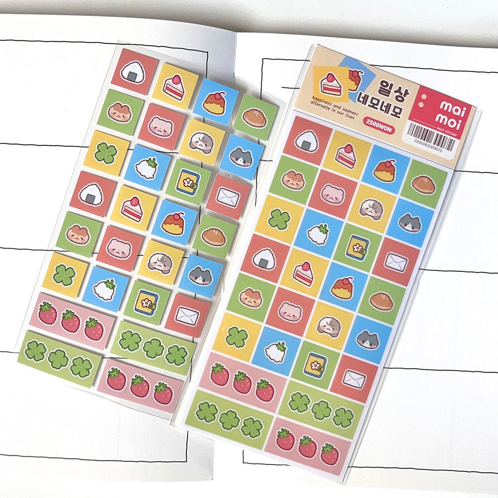 [MM42] Maimoi 'Daily Square Square' Sticker Sheet - Maimoi__korean_sticker_stationery