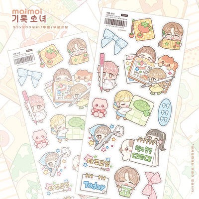 [MM69] Maimoi 'Record Girl' Sticker Sheet - Maimoi__korean_sticker_stationery