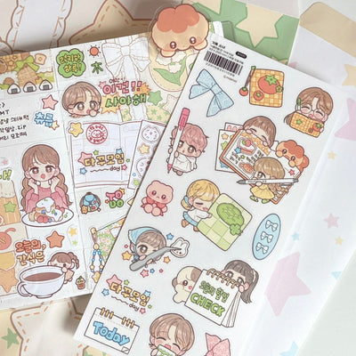 [MM69] Maimoi 'Record Girl' Sticker Sheet - Maimoi__korean_sticker_stationery