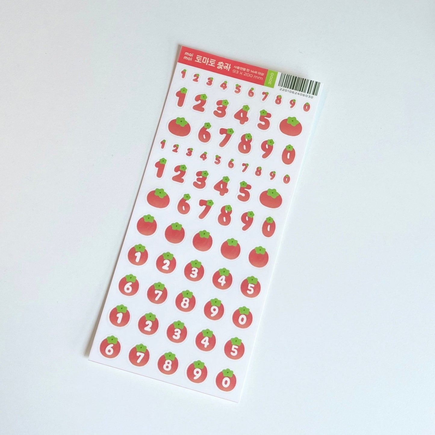 [MM85] Maimoi 'Tomato Day/Number' Sticker Sheet (options) - Maimoi_MM85S2 - Tomato Number_korean_sticker_stationery