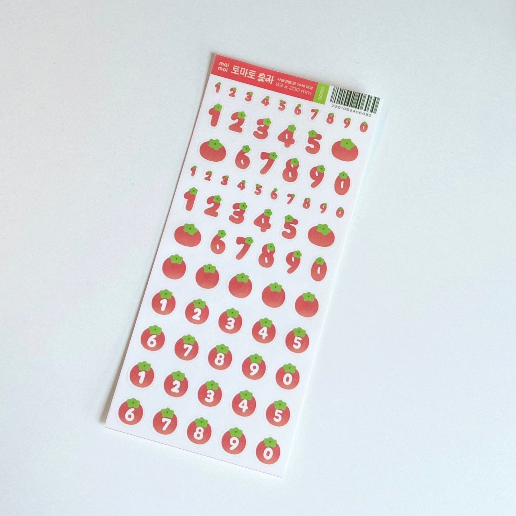 [MM85] Maimoi 'Tomato Day/Number' Sticker Sheet (options) - Maimoi_MM85S2 - Tomato Number_korean_sticker_stationery