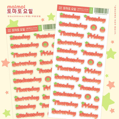 [MM85] Maimoi 'Tomato Day/Number' Sticker Sheet (options) - Maimoi_MM85S1 - Tomato Day_korean_sticker_stationery