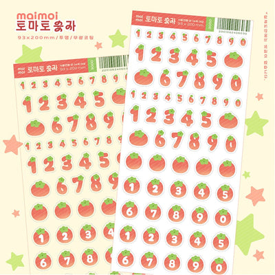 [MM85] Maimoi 'Tomato Day/Number' Sticker Sheet (options) - Maimoi_MM85S2 - Tomato Number_korean_sticker_stationery