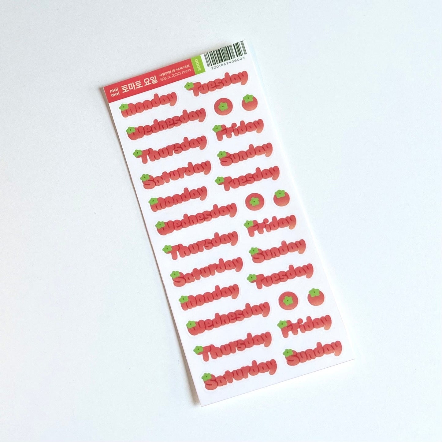[MM85] Maimoi 'Tomato Day/Number' Sticker Sheet (options) - Maimoi_MM85S2 - Tomato Number_korean_sticker_stationery