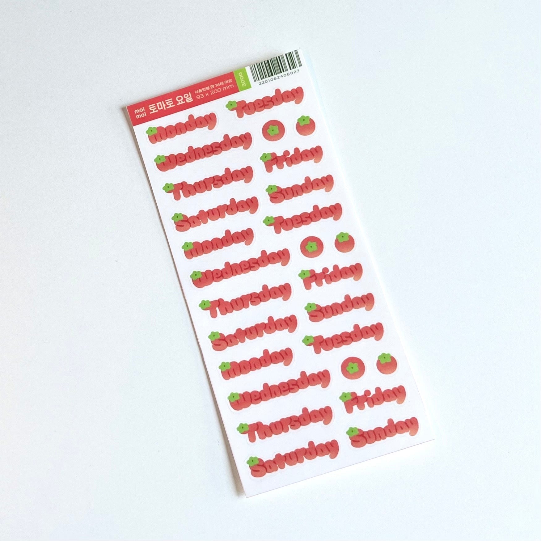 [MM85] Maimoi 'Tomato Day/Number' Sticker Sheet (options) - Maimoi_MM85S2 - Tomato Number_korean_sticker_stationery
