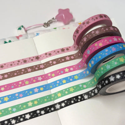 [MM87] Maimoi Glittery Star Masking Tape 7mm x 5m (options) - Maimoi_MM87S1 - Pink_korean_sticker_stationery