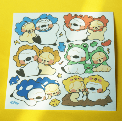 [MO28] Mong Mong Space Animal Hats Self - cut Sticker Pack - Mong Mong Space__korean_sticker_stationery