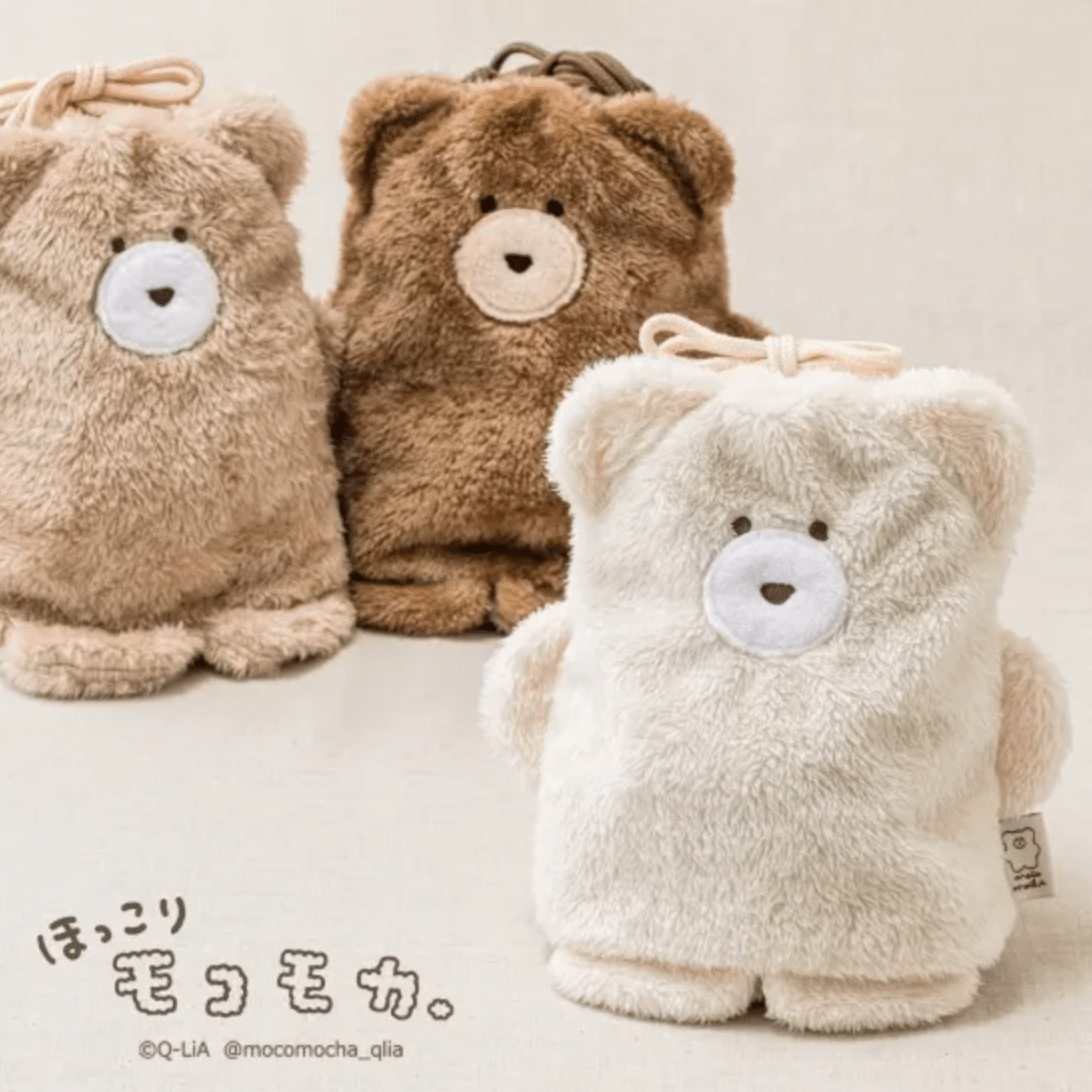 [Moco Mocha] Big Size Plush Pouch (options) - Moco Mocha_Dark Brown Bear_korean_sticker_stationery