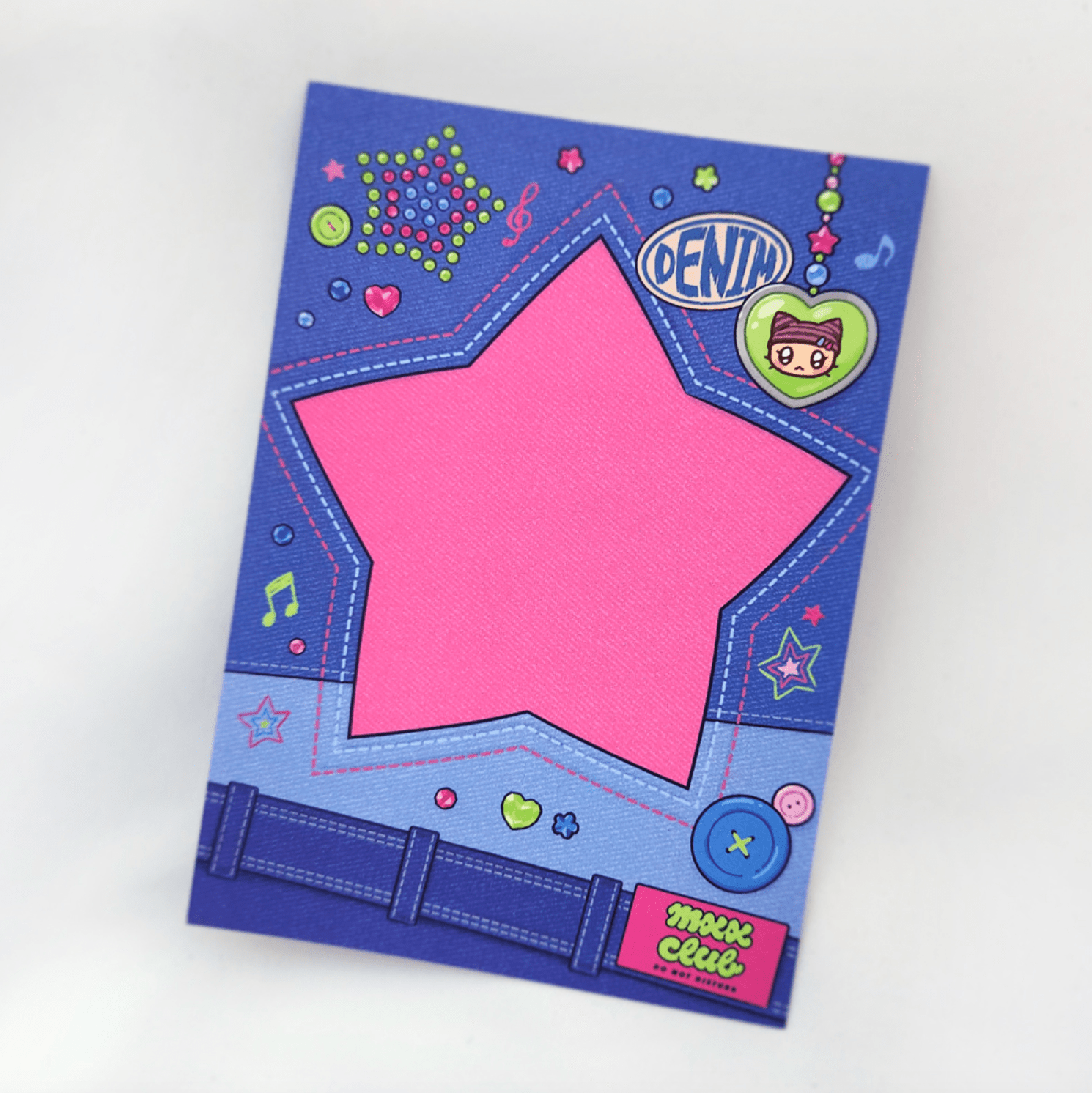 [MX18] Maxxie Club Denim Postcard (Dark Blue/Light Blue) - Maxxie Club_MX18S1 - Dark Denim_korean_sticker_stationery