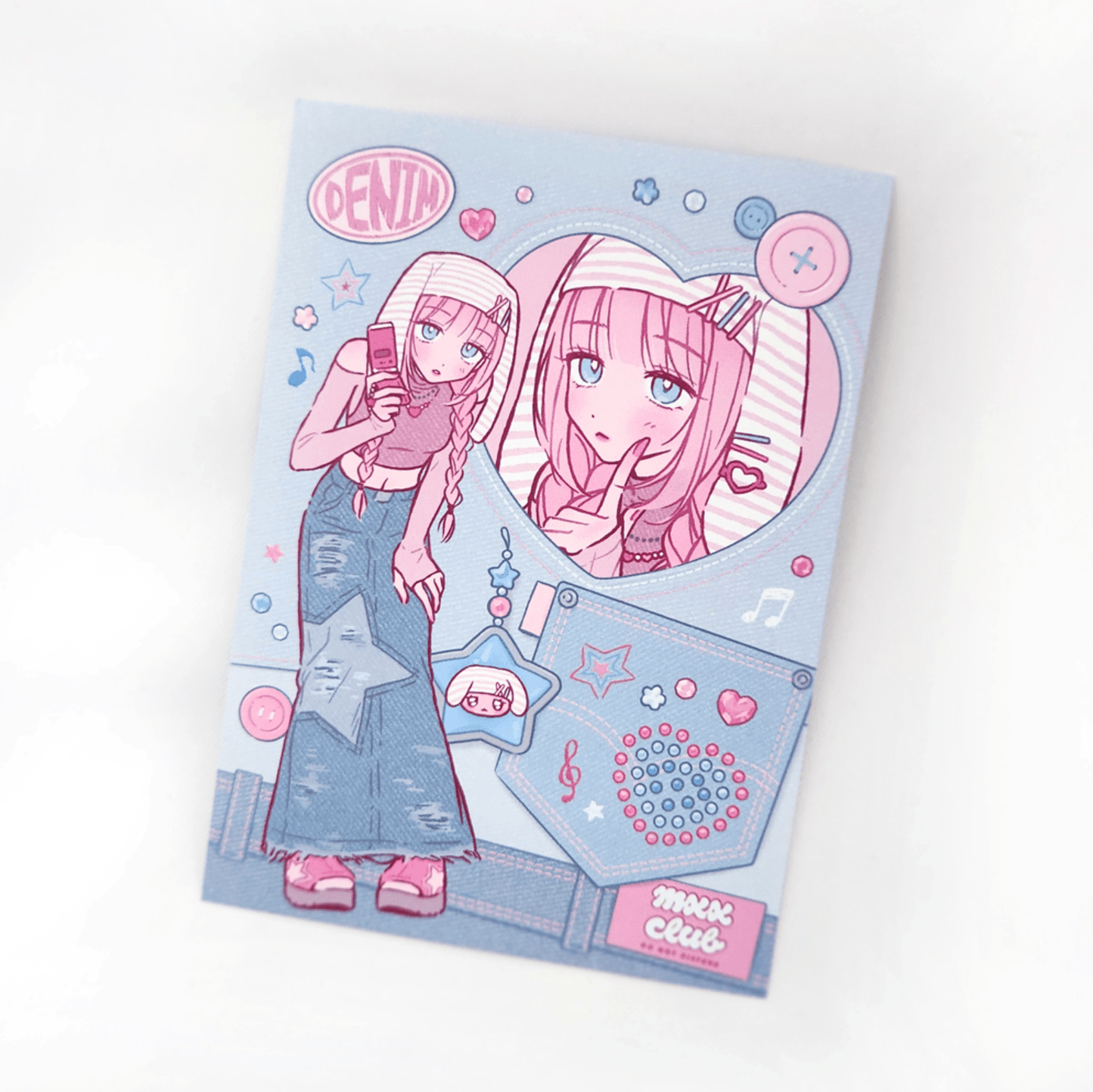 [MX18] Maxxie Club Denim Postcard (Dark Blue/Light Blue) - Maxxie Club_MX18S2 - Light Denim_korean_sticker_stationery