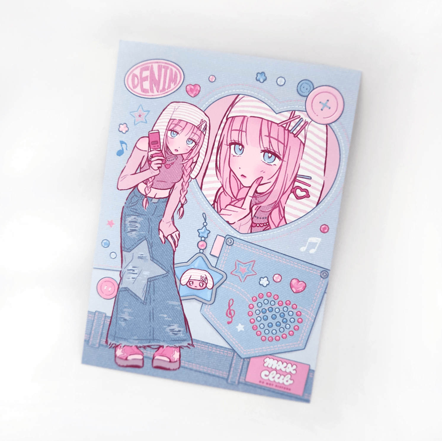 [MX18] Maxxie Club Denim Postcard (Dark Blue/Light Blue) - Maxxie Club_MX18S2 - Light Denim_korean_sticker_stationery