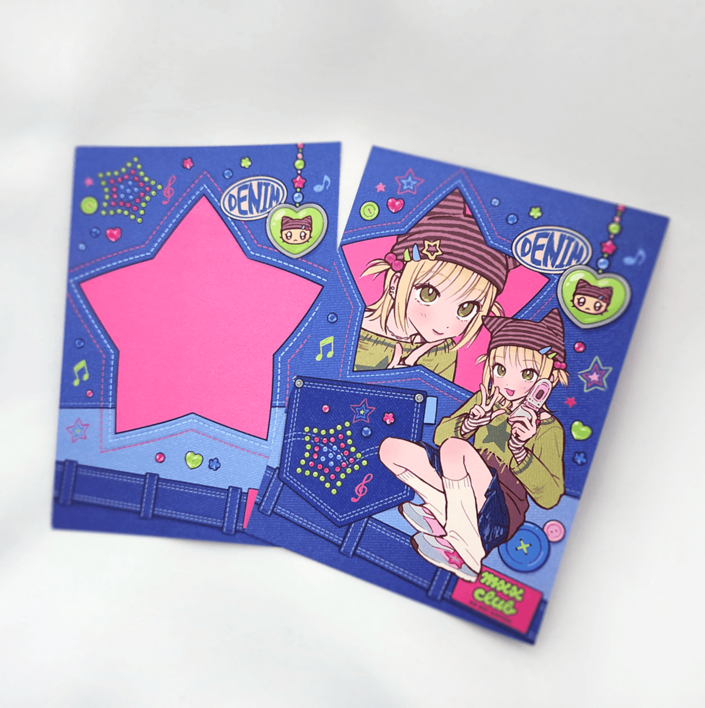 [MX18] Maxxie Club Denim Postcard (Dark Blue/Light Blue) - Maxxie Club_MX18S1 - Dark Denim_korean_sticker_stationery