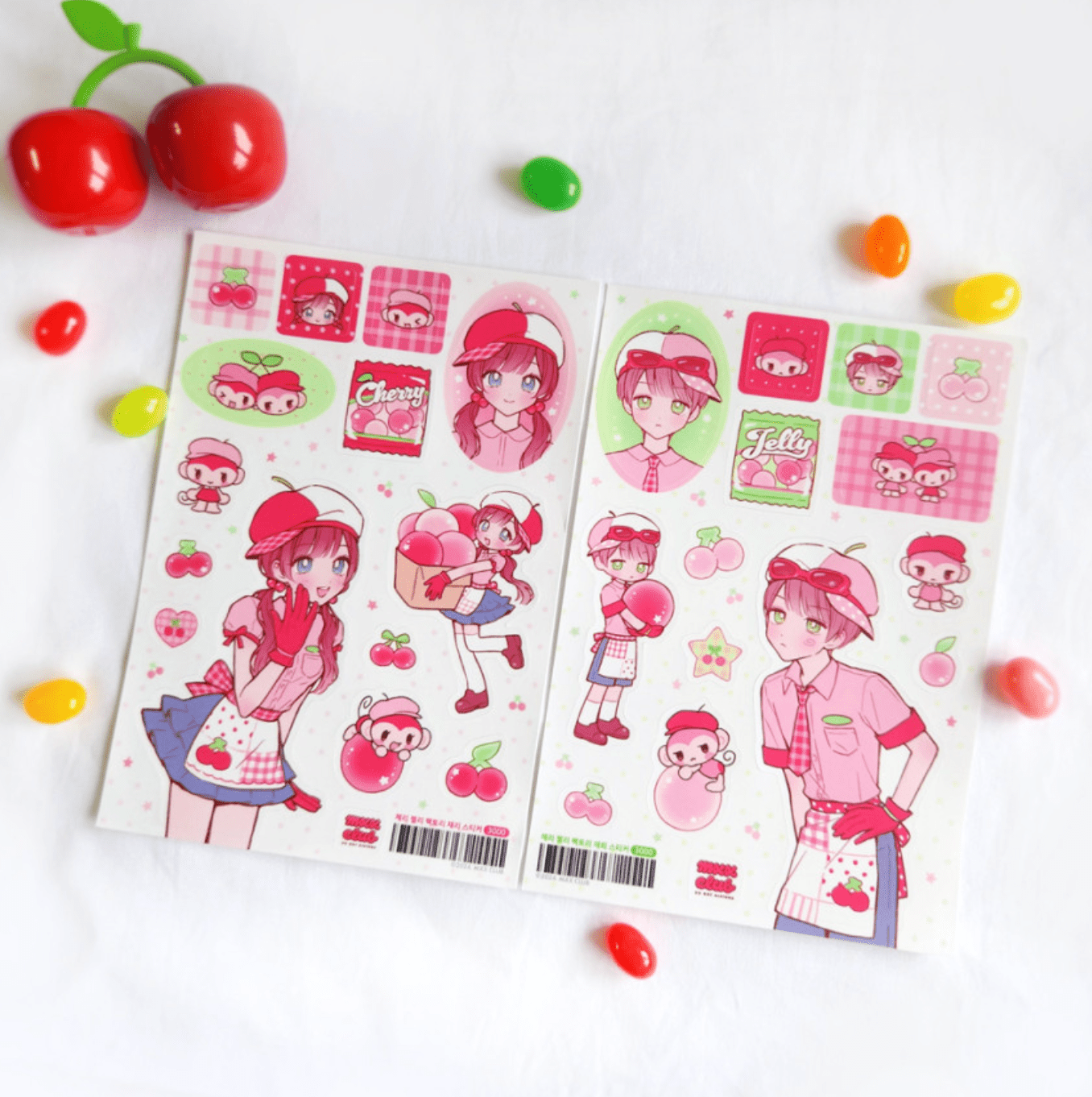[MX72] Maxxie Club Cherry Jelly Factory Sticker Sheets (options) - Maxxie Club_MX72S1 - Cherry (Pigtail)_korean_sticker_stationery