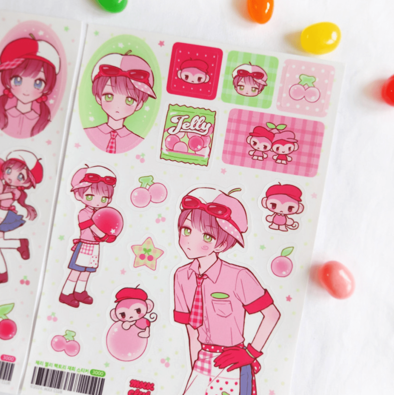 [MX72] Maxxie Club Cherry Jelly Factory Sticker Sheets (options) - Maxxie Club_MX72S1 - Cherry (Pigtail)_korean_sticker_stationery