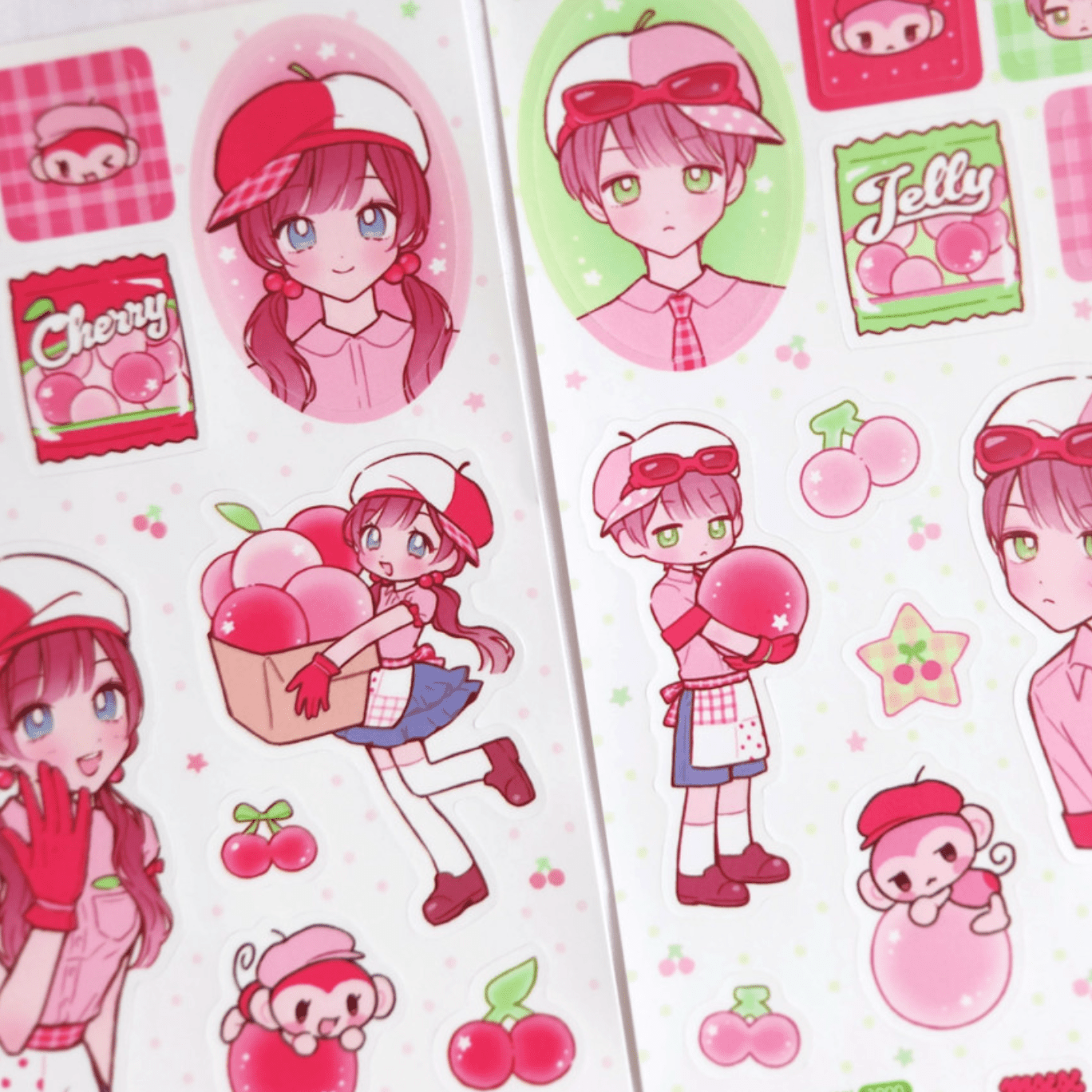 [MX72] Maxxie Club Cherry Jelly Factory Sticker Sheets (options) - Maxxie Club_MX72S1 - Cherry (Pigtail)_korean_sticker_stationery