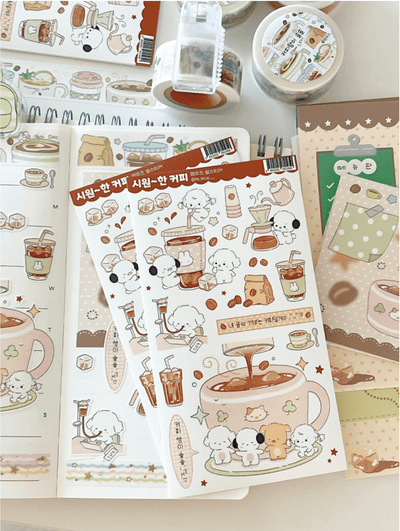 [MZ07] NEW Mummuz 'Ice Cold Coffee' Sticker Sheet - Mummuz__korean_sticker_stationery
