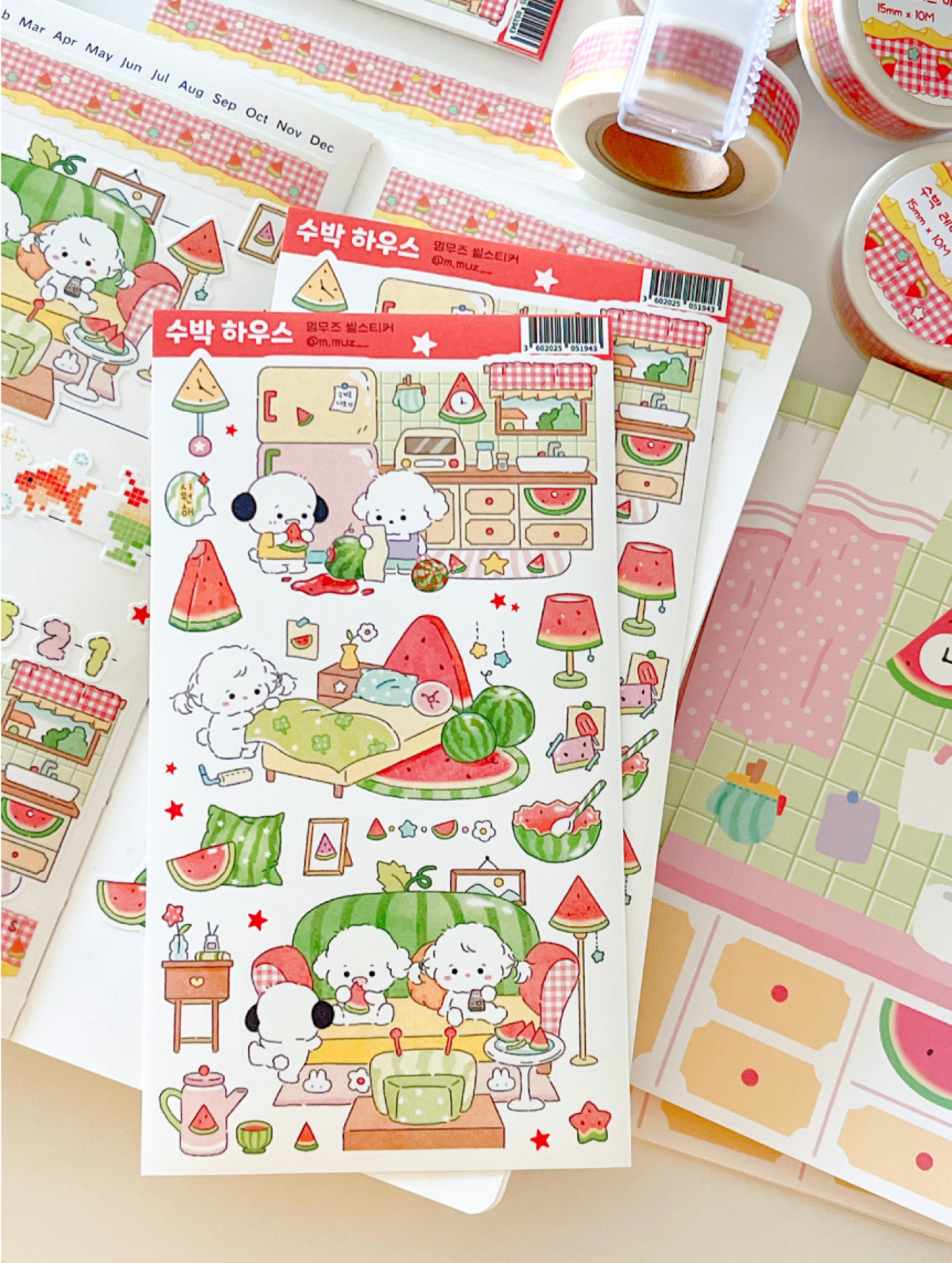 [MZ08] NEW Mummuz 'Watermelon House' Sticker Sheet - Mummuz__korean_sticker_stationery