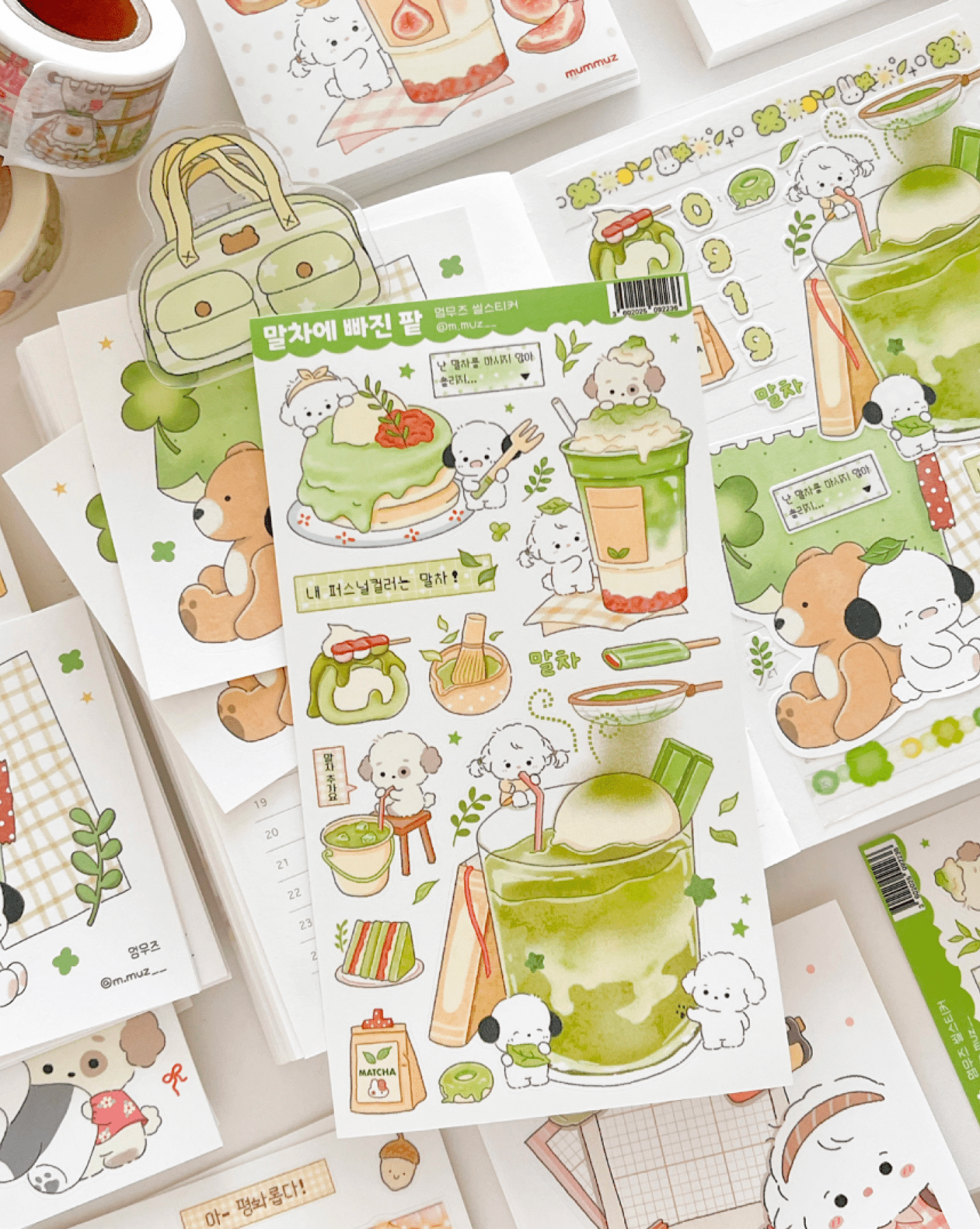 [MZ22] NEW Mummuz 'Red Bean and Matcha' Sticker Sheet - Mummuz__korean_sticker_stationery