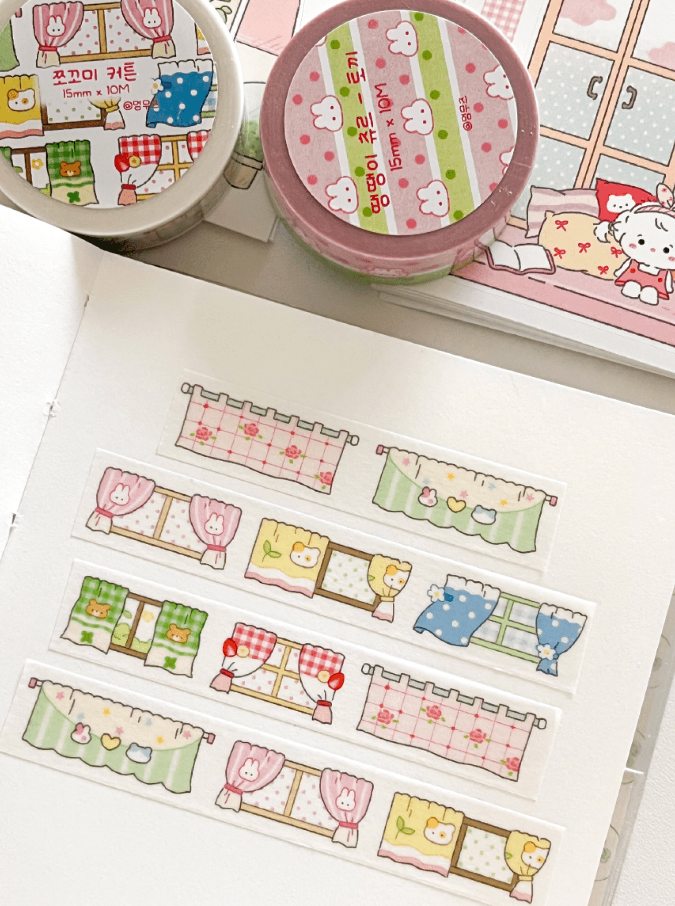 [MZ57] NEW Mummuz 'Petite Curtain' Masking Tape 15mm x 10m - Mummuz__korean_sticker_stationery