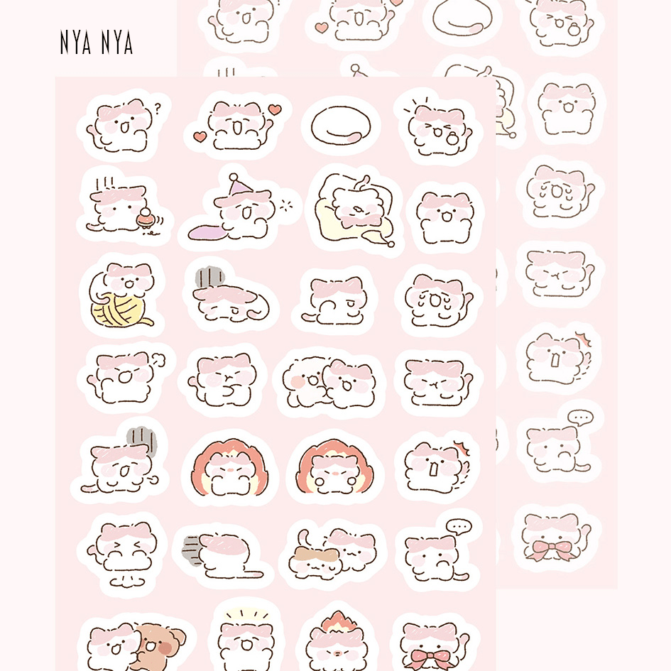 [NN04] NEW Nyung Nyung Shop 'Various Emotions ver.2' Sticker Pack (Single/Pack) -Nyung Nyung Shop_NN04S2 - Nya Nya (Pink Cat)_korean_sticker_stationery