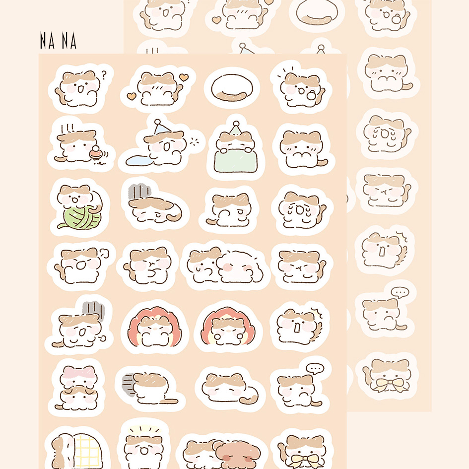 [NN04] NEW Nyung Nyung Shop 'Various Emotions ver.2' Sticker Pack (Single/Pack) -Nyung Nyung Shop_NN04S1 - Na Na (Brown Cat)_korean_sticker_stationery