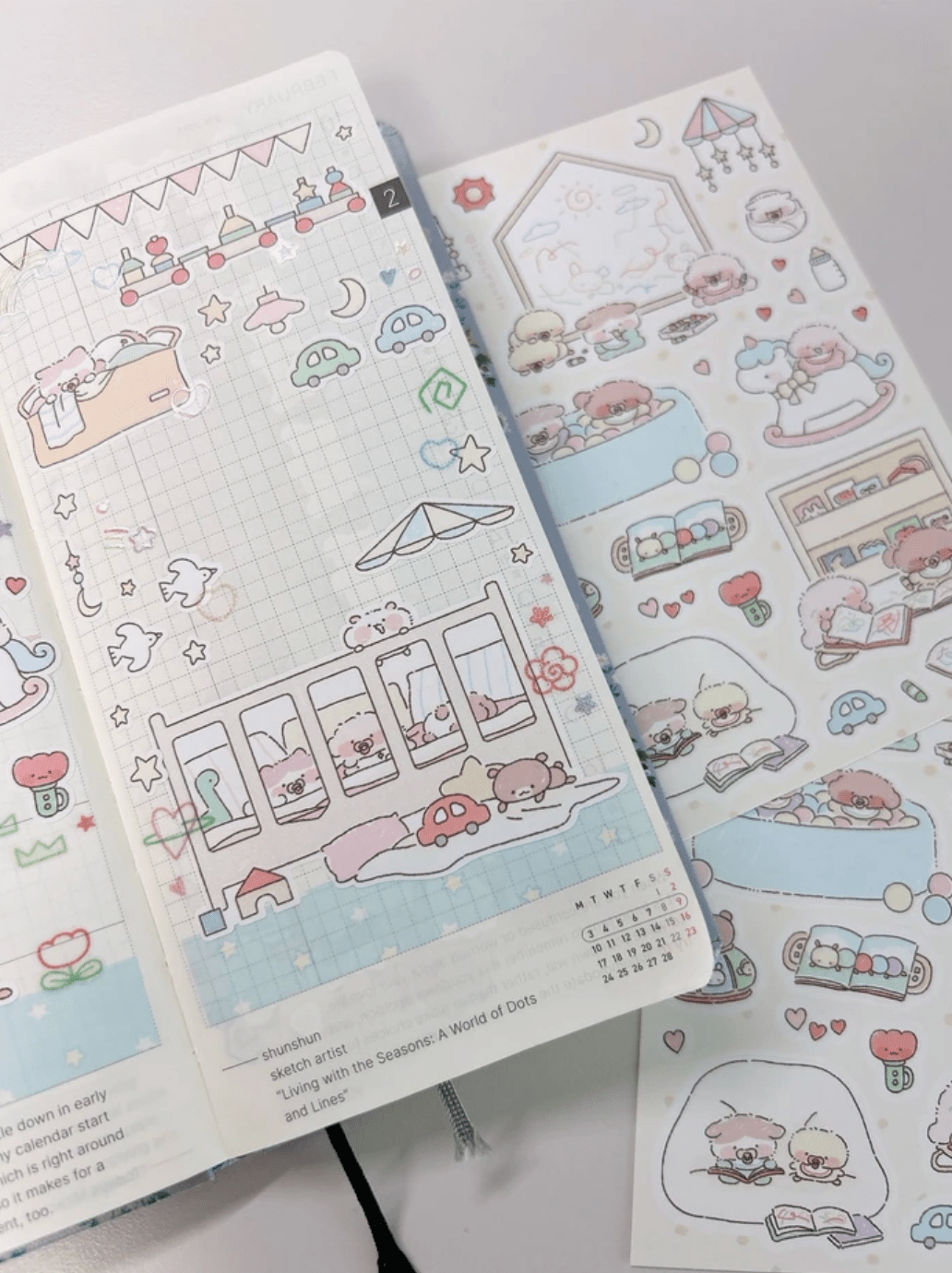 [NN07] NEW Nyung Nyung Shop 'Fluffy Fluffy' Sticker Pack (Single/Pack) -Nyung Nyung Shop_NN07S3 - Babies' Playtime_korean_sticker_stationery