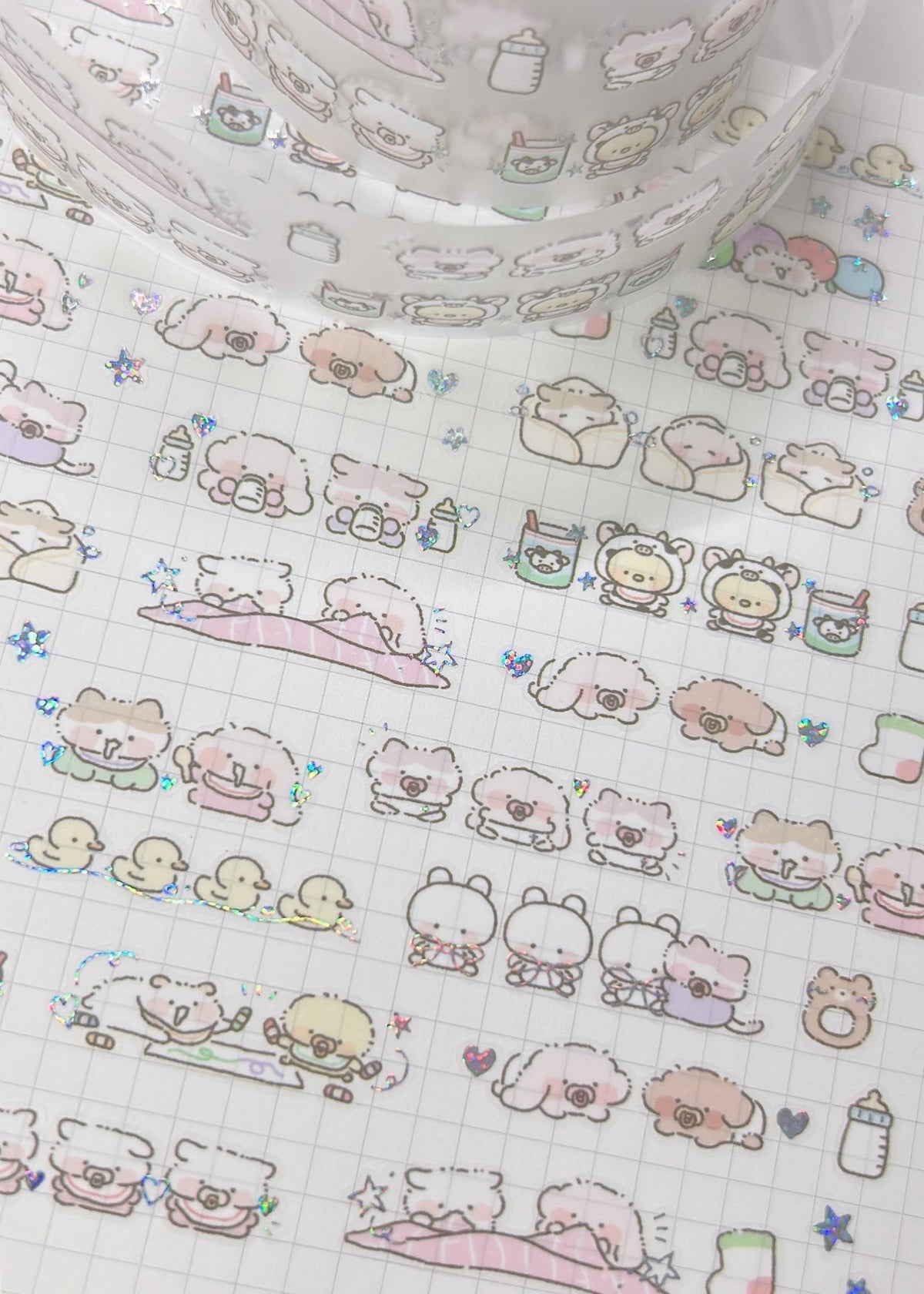 [NN10] NEW Nyung Nyung Shop 'Pitter-Patter 1/2/3' Kisscut Masking Tape (options) -Nyung Nyung Shop_NN10S3 - 3_korean_sticker_stationery