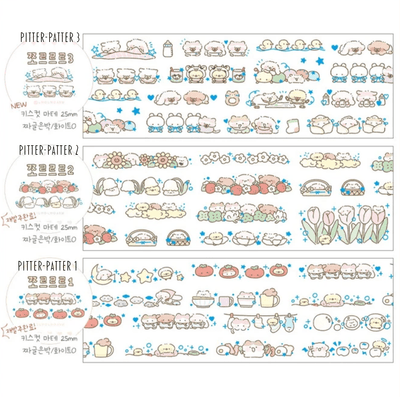 [NN10] NEW Nyung Nyung Shop 'Pitter-Patter 1/2/3' Kisscut Masking Tape (options) -Nyung Nyung Shop_NN10S1 - 1_korean_sticker_stationery